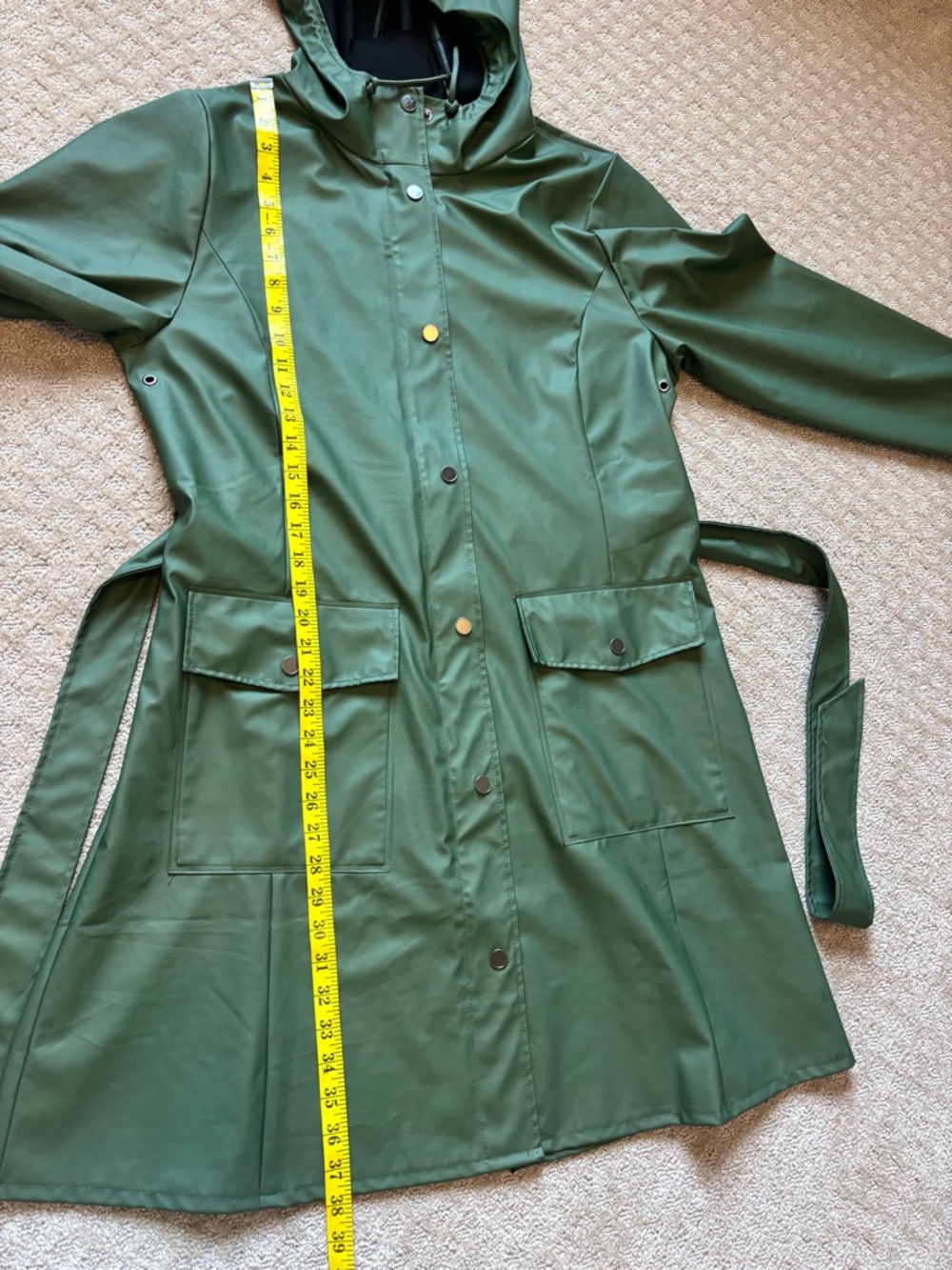 Rains Curve Waterproof Belted Jacket - Picture 12 of 16